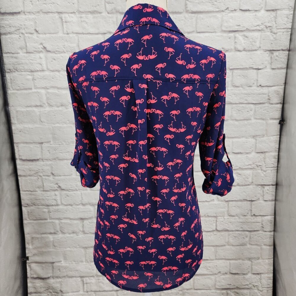 Express Portofina Flamingo Print Button Front Women's XS Extra Small - Picture 7 of 13